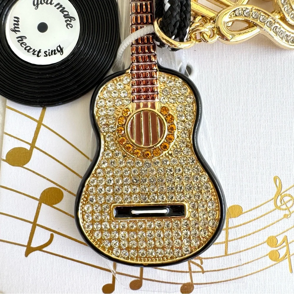 Piper K “You Make My Heart Sing” Guitar, Vinyl, & Music Notes Keychain/Bag Charm